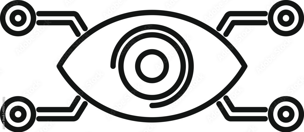 Poster cyber eye with wires representing artificial intelligence and machine learning