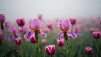 pink tulips in spring