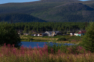 The coastline of the White Sea, in summer, in July, in the Murmansk region, in the north.Tourism, deserted place of rest