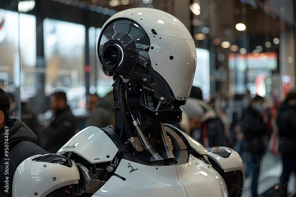 Poster futuristic robot displayed in a modern setting