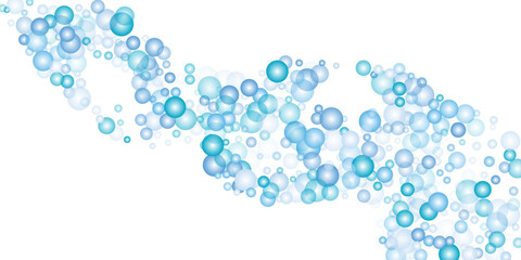  Effervescent water air bubbles, oxygen sparkles effect, soda drink.  Soap balls are a realistic, 3D effect.