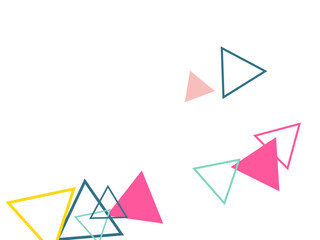 Abstract symbol pattern listed as a design with disassembled shapes.  Multicolored doodles in the form of geometric elements are randomly scattered. 