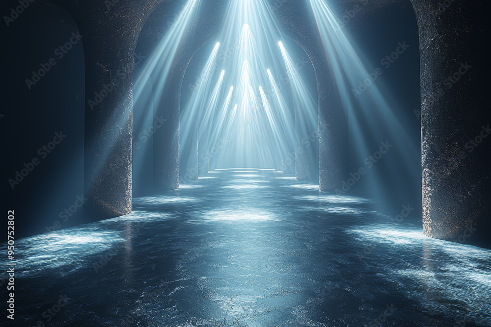Aufkleber a light installation where beams of light pulse and weave in hypnotic patterns across a dark room. c