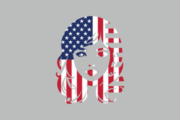 American flag and American girl’s shape