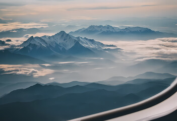 Mountain Range through the Airplane window