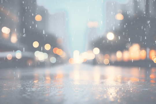 Rainy city night lights png bokeh overlay effect, transparent background