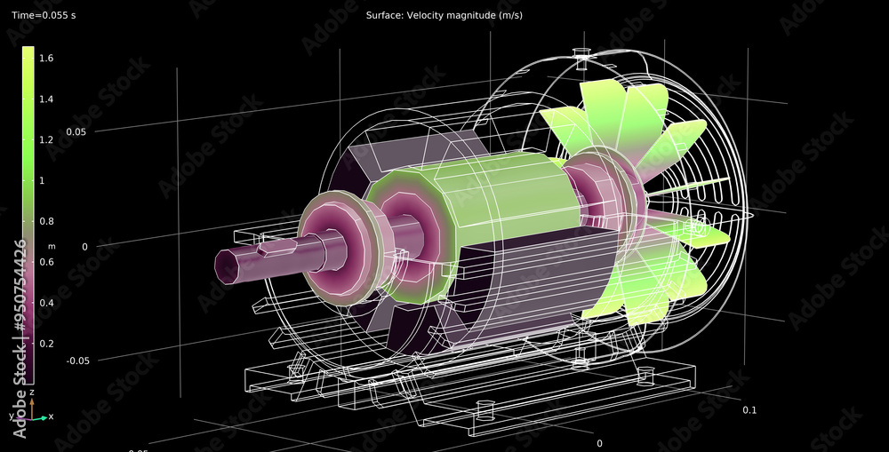 Aufkleber the graph the magnitude of the rotor rotation speed of the motor. computer 3d modeling and analysis 