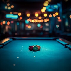 Close-Up of green Table with Blurred Casino Background