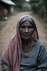 Portrait of an old woman in Africa