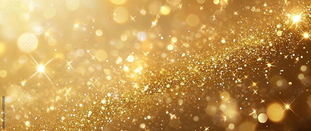 Poster a golden background with stars and sparkles, perfect for creating festive or elegant designs generat