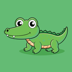 Fototapeta premium Alligator Cartoon Vector Illustration - Clipart, and Line Art Design