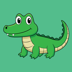 Fototapeta premium Alligator Cartoon Vector Illustration - Clipart, and Line Art Design