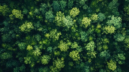 Aerial View of Lush Green Forest Canopy
