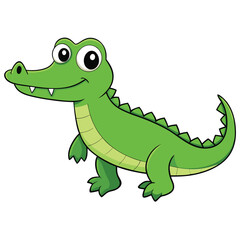 Obraz premium Alligator Cartoon Vector Illustration - Clipart, and Line Art Design