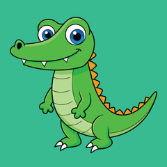 Obraz premium Alligator Cartoon Vector Illustration - Clipart, and Line Art Design