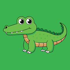 Fototapeta premium Alligator Cartoon Vector Illustration - Clipart, and Line Art Design