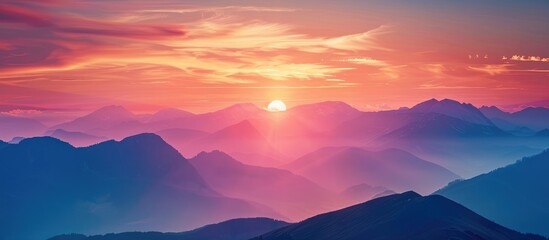 Beautiful Sunset On The Background Of Mountains