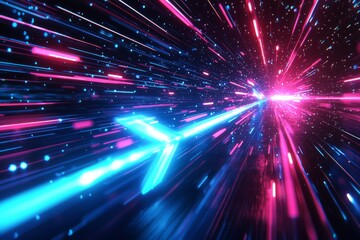 Naklejka premium Abstract motion speed glowing effect background created with Generative AI