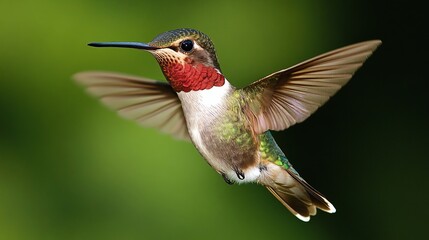 Fototapeta premium The tiny hummingbird: nature’s vibrant jewel and nectar guardian in the garden