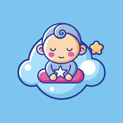 Cute Cartoon Style Baby 2D vector