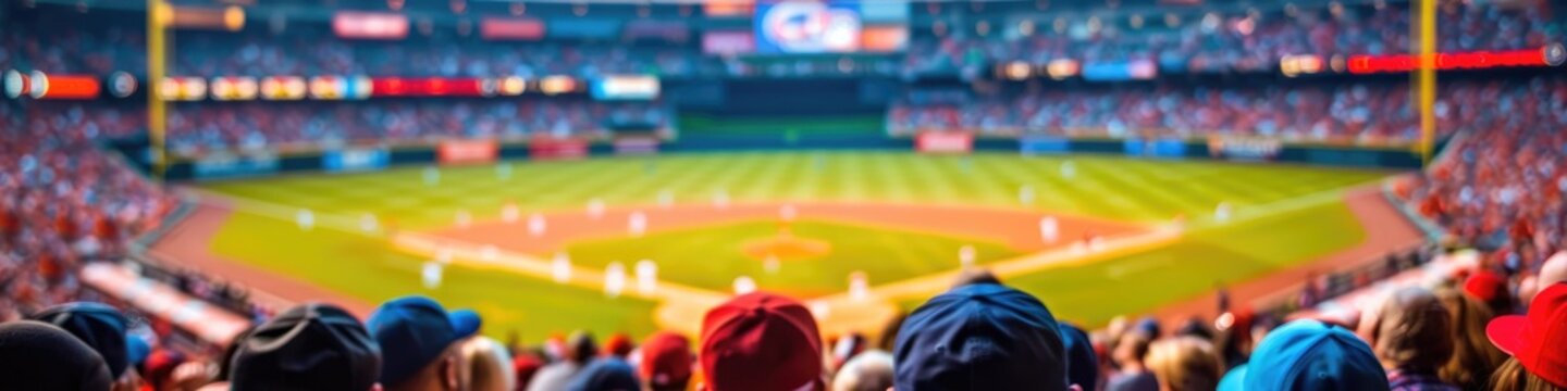 Blurred image of enthusiastic baseball supporters in the stands
