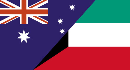 Flag of Australia and Kuwait. Two Flags Australia and Kuwaiti