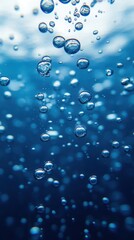 A background of blue bubbles floating in water