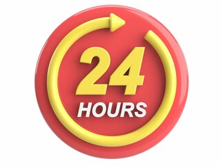  available 24 hours a day for service, support store shop,help,chat, and the concept of working hours 3D vector icon.Cartoon minimal style with white backgroun delivery concept circl