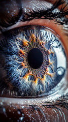 Close-Up of a Human Eye with Vivid Colors and Intricate Details