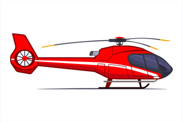 Emergency helicopter. Rescue helicopter in cartoon design. Ambulance helicopter, side view. Red medical evacuation helicopter. Fast transportation of patients by helicopter. Vector illustration EPS 10 © Art_freeman