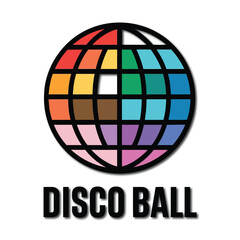 Obraz premium Vector icon of a disco ball. Disco light graphic design logo template.