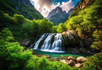 Fototapeta premium breathtaking landscapes featuring exciting family adventures splendor, getaway, nature, scenery, mountain, forest, travel, exploration, outdoor