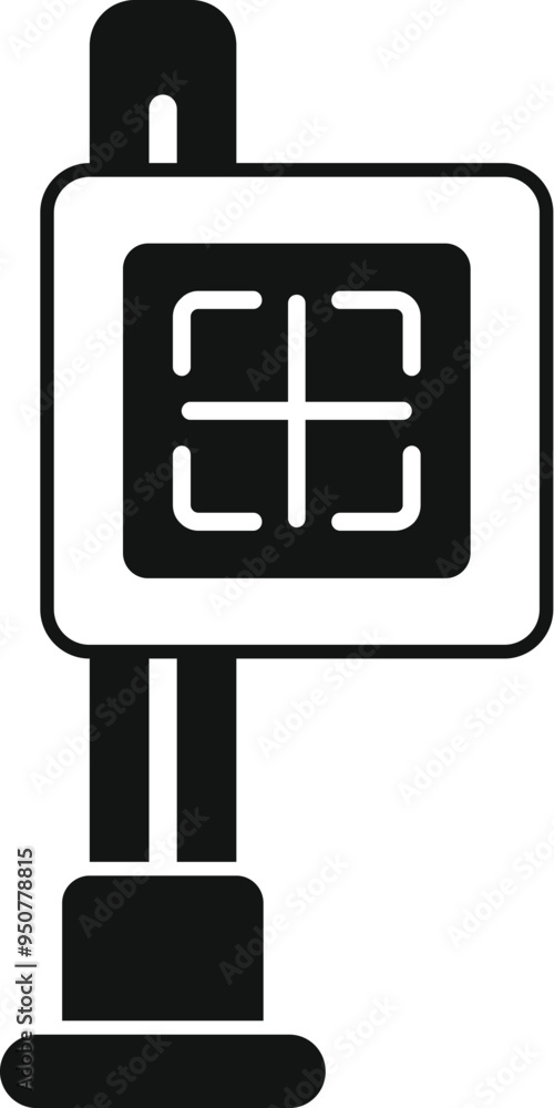 Poster this vector icon represents a qr code scanning station, emphasizing its role in modern access contro