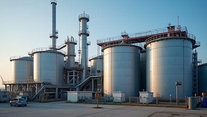 Obraz premium Industrial Storage Tanks in Manufacturing Facility
