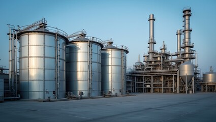 Obraz premium Industrial Storage Tanks in Manufacturing Facility