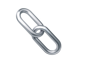 3d silver chain realistic illustration Isolated on white background PNG. 3D chrome metallic retro futuristic design element.