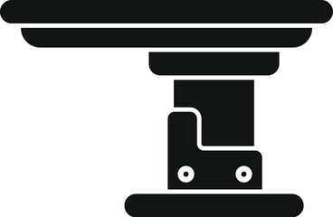 Black silhouette icon of a medical examination table being prepared for a surgery operation in a hospital