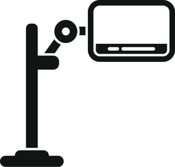 Robotic arm holding tablet icon in simple style isolated on white background