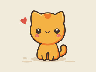 Cute cat cartoon icon. Cute kawaii vector illustration.