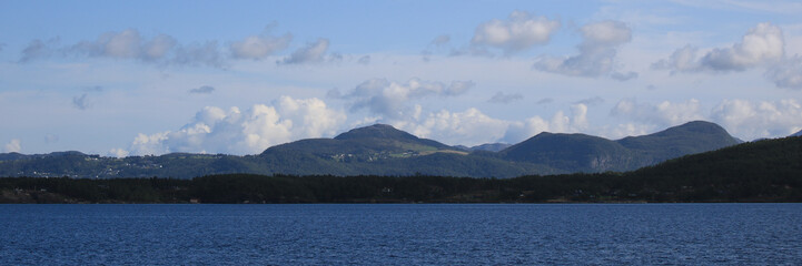 Mountains seen on the way from Stavanger to Lysefjord, Norway.