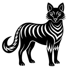 black and white fox vector silhouette illustration with white background 