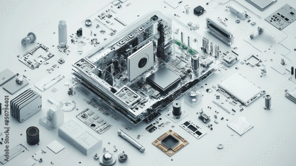 Aufkleber Disassembled Computer Motherboard and Components
