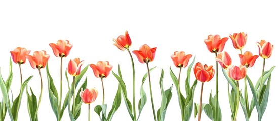 Fototapeta premium Beautiful Tulips On A White Background