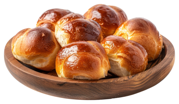 PNG Dinner rolls serve on wooden dish bread food bun.