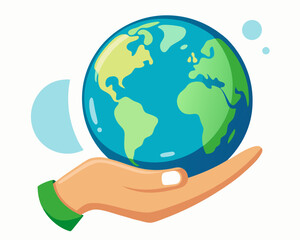 hand holding planet earth vector illustration