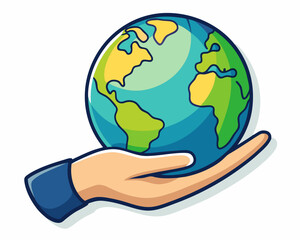 hand holding planet earth vector illustration