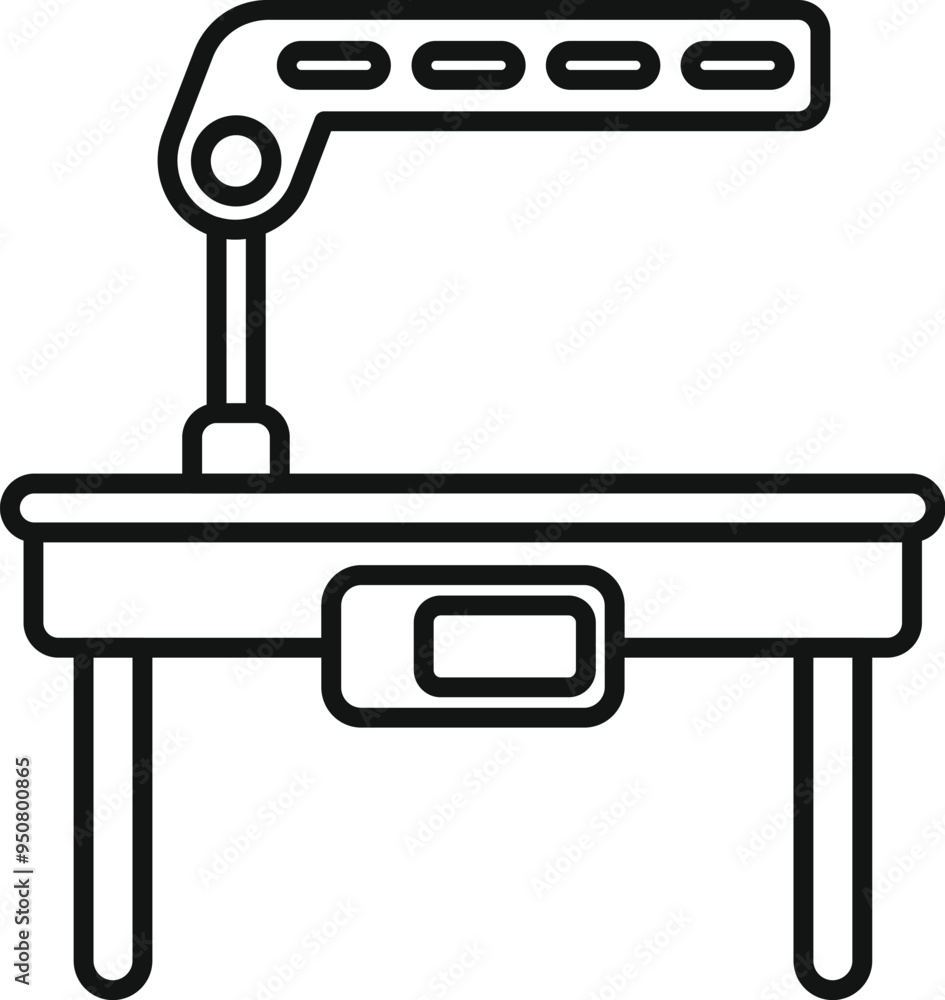 Poster simple vector icon of a surgery table with lamp for web design isolated on white background