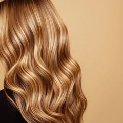 Fototapeta premium Close-Up of Shiny Golden Blonde Hair with Soft Waves on Neutral Background