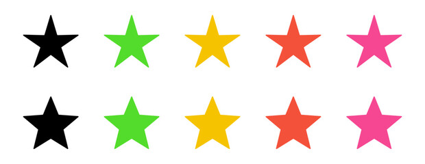 Collection of Stars in Two Styles and Colors - Set of Colorful Vector Stars Isolated for Designs