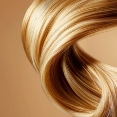 Close-up Swirl of Blond Hair Strands against a Neutral Background